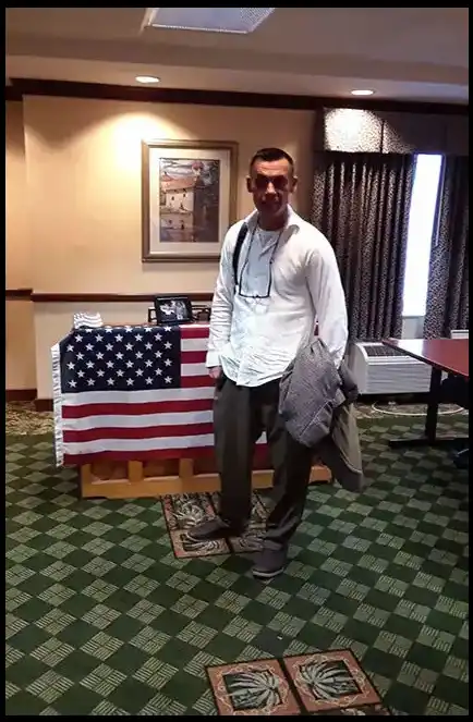 Book Author and Veteran David Haave prepares for the piano tribute to our Fallen Soldiers2017 -- David Haave